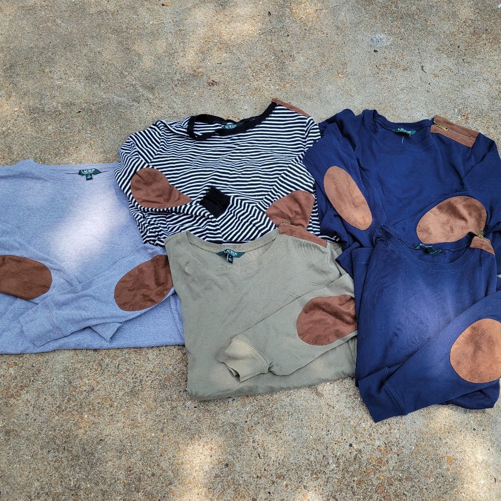 Lot of (5) Ralph Lauren Quarter Length Tops with Elbow Patches